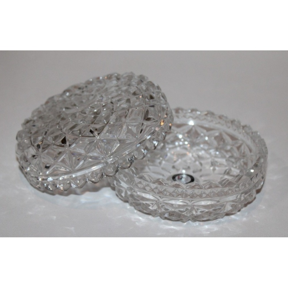 vintage Zajecar hand cut over 24% lead crystal covered trinket dish Yugoslavia